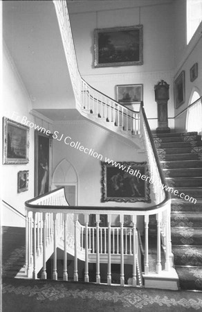 DUNSANY CASTLE STAIRCASE FROM DRAWING ROOM LOBBY LOOKING UP